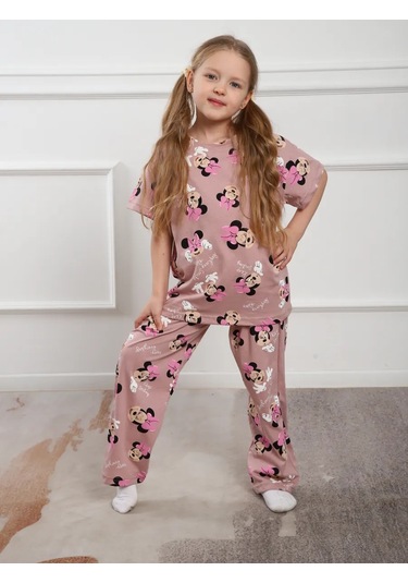 Atutpostel Çocuk Pamuklu Baskılı Pijama Takımı Kısa Kollu Pantolon 378000373 Beyaz