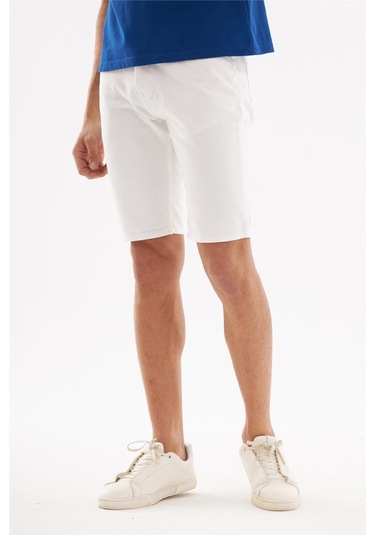 Explode - Erkek Kot Şort Beyaz-Beyaz