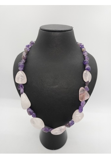 Doğaltaşkolye/bileklik Takım - Pembe Kuvars Ve Ametist Taşı Takım Mdl-1005/balık Hediyelik Mor - Pembe