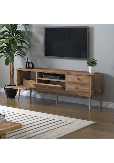 Mbes Mobilya Beyza Ahşap Ayaklı 140 Cm Atlantik Çam Tv Sehbası