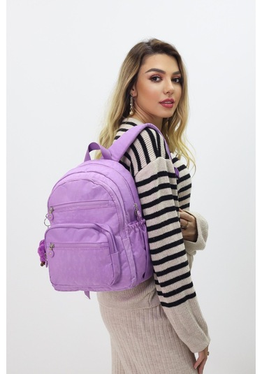 Sevimli Peluş Figürlü Günlük Kadın Sırt Çantası Şık, Kullanışlı, Okula Ve Seyahate Uygun Lila