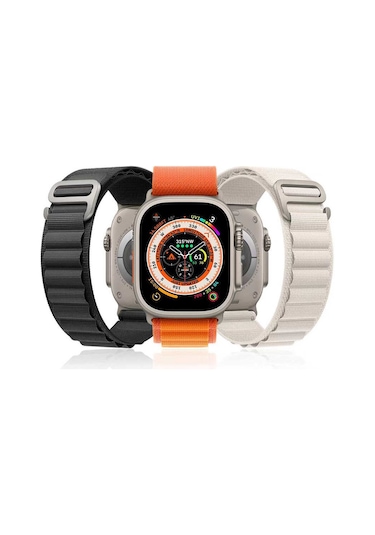 Watch Ultra 49mm Uyumlu Krd-74 Hasır Sbt Kordon-siyah