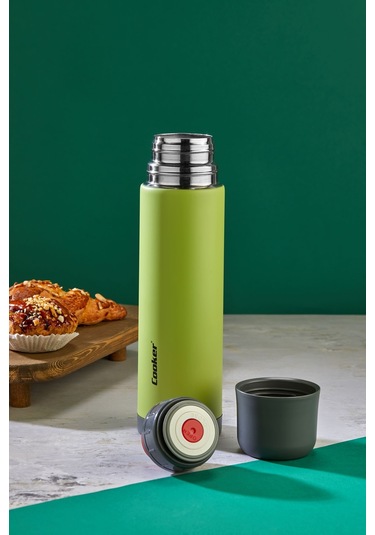 Cooker 750 Ml Çift Kat Sızdırmaz, Çift Kapak Sistemi Paslanmaz Çelik Termos - 12 Saat Sıcak 24 Saat Soğuk - Kamp, Outdoor, Piknik, Ofis, Otel, Kafe, Okul, Seyahat Yeşil