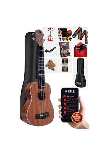 Maxword Mu-21 Pro Yüksek Kaliteli Maun Soprano Ukulele Seti