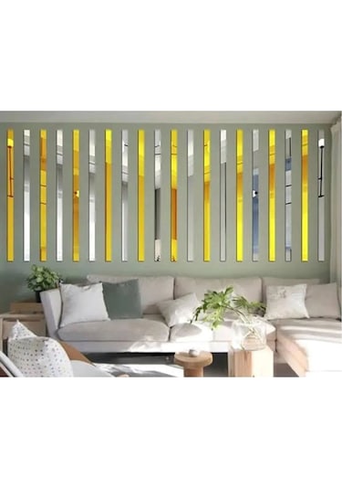 Dekoratif Şerit Gümüş Ayna Pleksi Duvar Süsü 2.5x100cm 5 Adet Gümüş