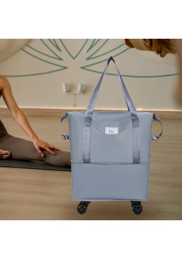 Homyl Katlanabilir Seyahat Çantası Tekerlekli Genişletilebilir El Mavi Tek Genişlet