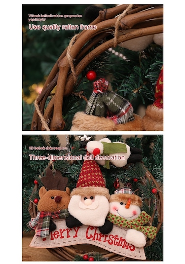 Noel Rattan Çelenk Dekorasyon Kolye Kardan Adam Tarzı 024