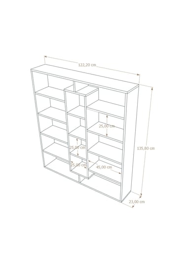 Kiola 14 Bölmeli Dekoratif Açık Tasarım Kitaplık Modern Kitap... Atlantik Çam