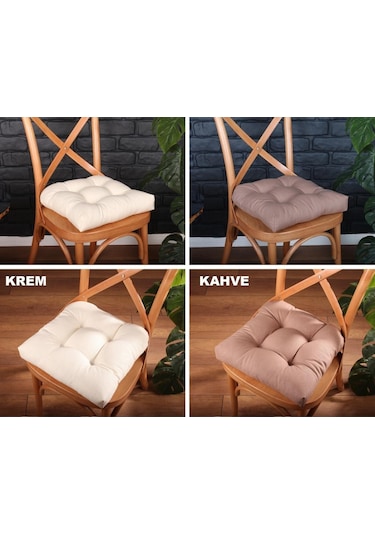Altınpamuk Altınpamuk Sandalye Minderi Düğme Dikişi Detaylı 40X40Cm Bağcıklı