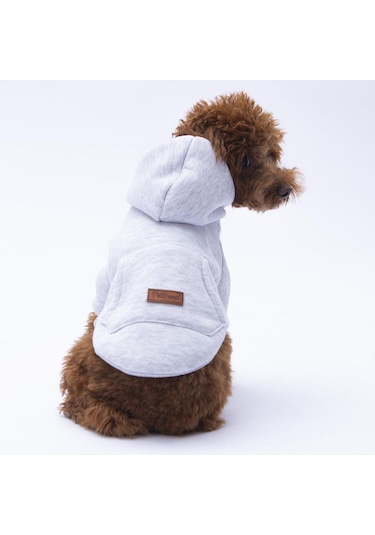 Gri Kanguru Cepli Kedi-köpek Hoodie- Sweatshirt Kedi Köpek Kıyafeti