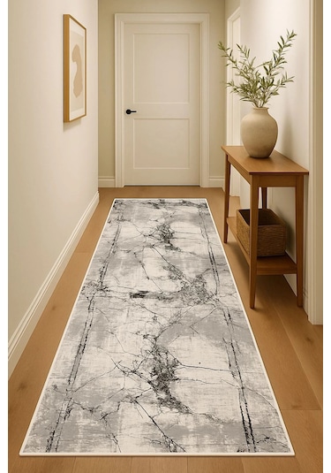 Blghome Mermer Desen Modern Halı Dekoratif Kilim Gri