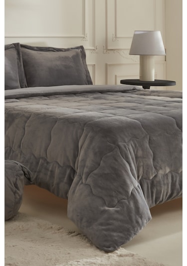 Karaca Home Flufy Tek Kişilik Soft Dream Comfort Set/uyku Seti Antrasit Antrasit