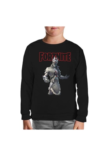 Lord Tshirt Fortnite - Spider Siyah Çocuk Sweatshirt Siyah