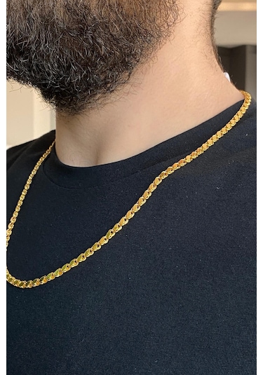 14 Ayar Altın 3.5 Mm Pullu Zincir Erkek Kolye