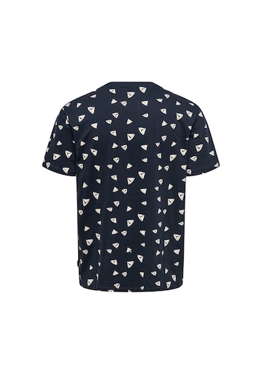 Only Erkek T-shirt Sıfır Yaka Desenli 22028732 Lacivert