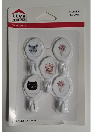 Leva Yapışkanlı Askı 5 Li Hanger Lv-2938 Karışık Desen Diğer