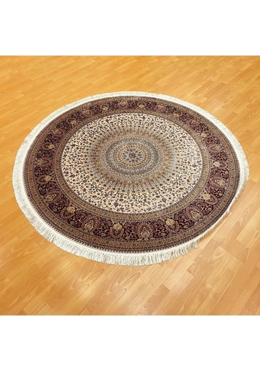 Tebriz Desenli 200 X 200 Yuvarlak İpek Halı Çok Renkli