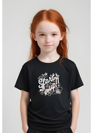 Fyk Kids Kız Çocuk Baskılı Start Up Alt-üst Pijama Takımı Siyah