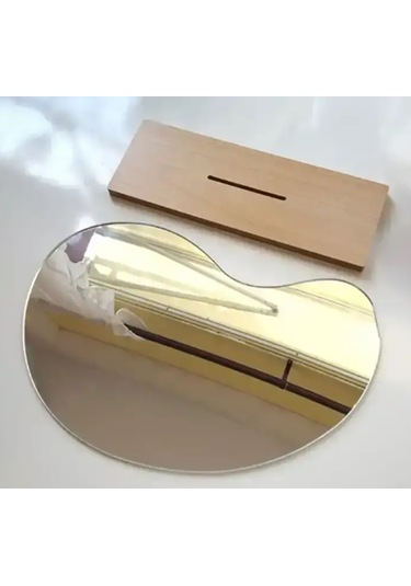 Gaman Ahşap Standlı Masaüstü Asimetrik Makyaj Aynası