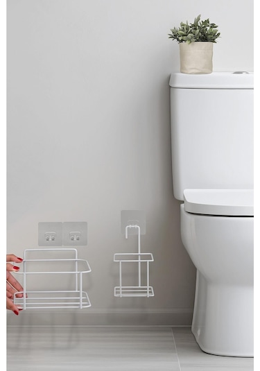 Okyanus Home Beyaz Eko Magic Askılı Kare Mina 2'li Wc Kova Ve Fırça Seti Beyaz