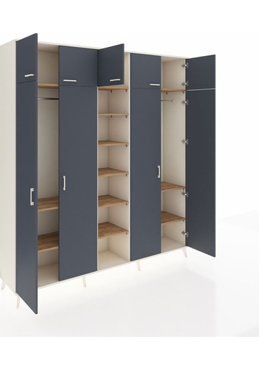 Hyperion Dolap 12 Raflı 9 Kapaklı 2 Askılı 220x44x243 Aytaşı-antrasit/çam Antrasıt/atlas Çam