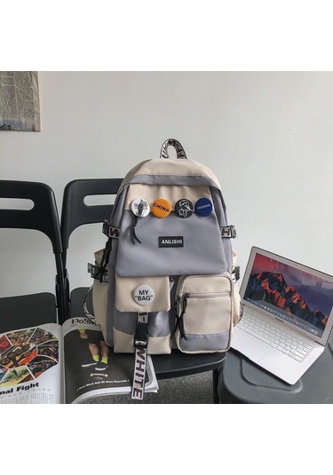 Geniş Kapasiteli Okul Çantası Lise, Ortaokul Ve İlkokul Öğrencileri İçin Ergonomik Sırt Çantası, Üniversite Ve Seyahat İçin Pratik Tasarım Gri