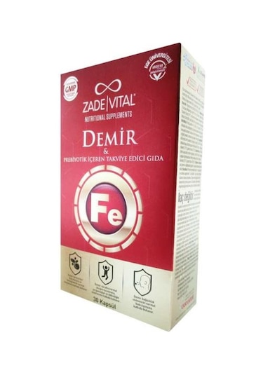 Zade Vital Demir Ve Prebiyotik Içerikli Takviye Edici Gıda 30 Kapsül