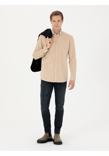 Cacharel Bej Regular Fit Uzun Kollu Gömlek 15469610