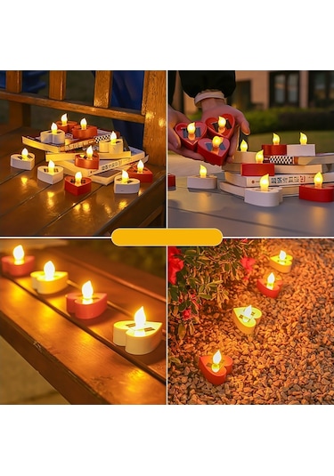 Cbtx Bahçe Aydınlatma Güneş Enerjili Mum Işığı Açık Avlu Villa Bahçe Su Geçirmez Dekorasyon Işığı, Özellik: Kalp Modeli Kırmızı Kabuk