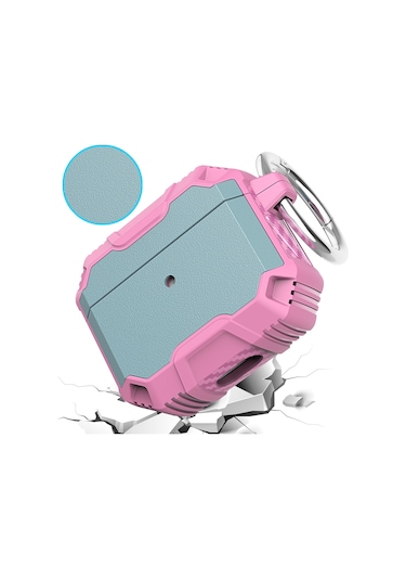 Kablosuz Kulaklık Tpu + Pc Airpods Uyumlu 3 İçin Kancalı Darbeye Dayanıklı Kılıf Pembe