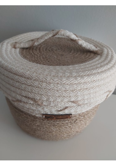 Kapaklı Hasır sepet - 21x19 cm