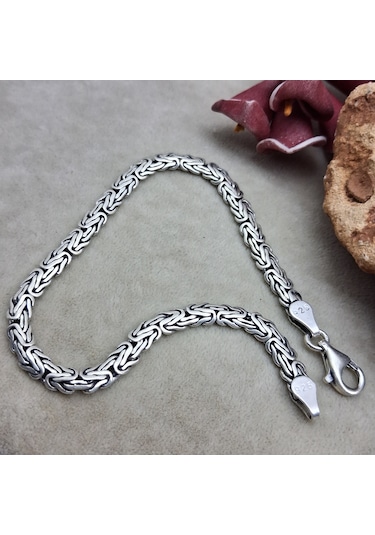 925 Ayar Gümüş Balıksırtı Kral Model Bileklik 5 Mm