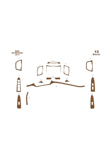 Kia Sportage Konsol-torpido Kaplama 2011 15 Parça-açık Meşe Seçenekler