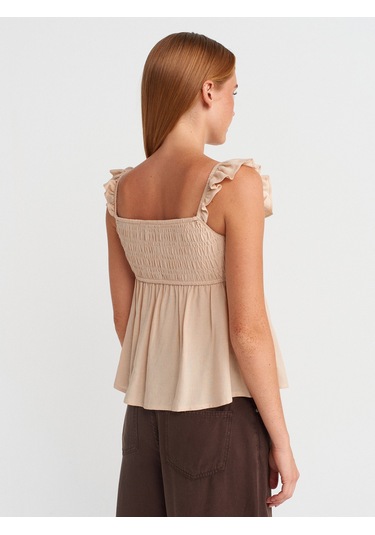 Dilvin 50873 Fırfırlı Bluz-natural Natural