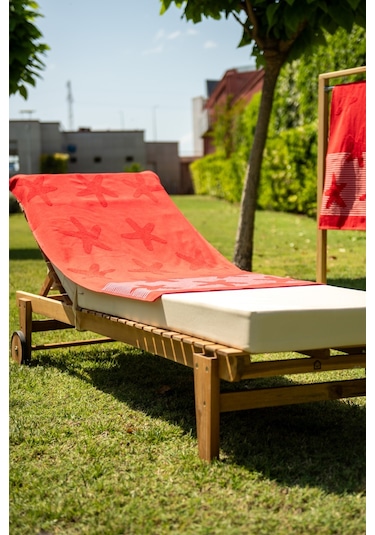 Menderes Home Cotton Collection Bukle Plaj Havlusu Yıldız Kırmızı