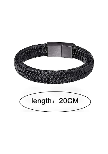 Gogoey Erkek Deri Bileklik Siyah