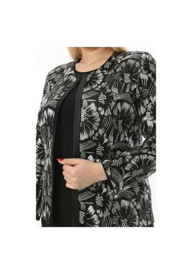 Büyük Beden 3808 Siyah-altın Ceket + Bluz Takım 001