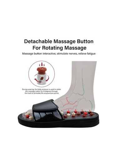 Wondernest Siyah Terlik Sandalet, Refleksoloji Masajlı, Lichen Ayak İv Siyah