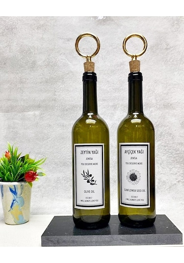 Altın Halka Mantar Tıpalı 750ml Yeşil Şişe Etiketli Yağlık Yağdan