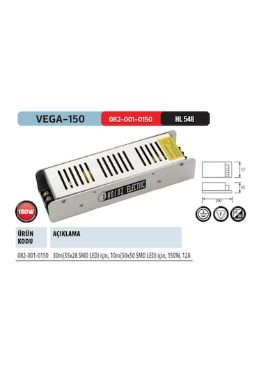 Horoz Vega-150 12,5a Slim Led Trafo 150w -