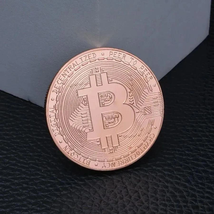 Folinda Altın Kaplama Bitcoin Hatıra Madeni Parça, 40 Mm Çaplı, Plastik Kutu İçeren Koleksiyonluk 1 Adet