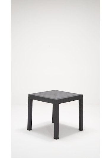 Rattan Lüx Bahçe Balkon Teras Masa Seti - Antrasit 80x80 CM Gri