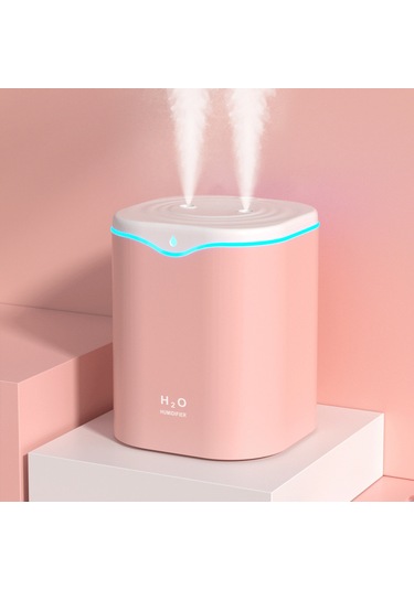 Leezsing 2l Çift Sprey Nemlendirici Serin Mist Otomatik Kapatma Nemlendirici Led Işık İle Taşınabilir Masaüstü Nemlendirici