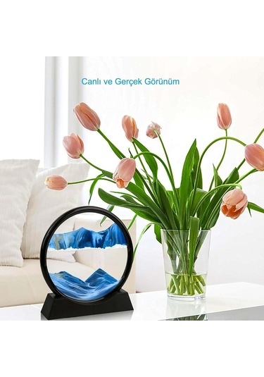 Plentiful Hareketli 3d Kum Saati 30cm Büyük Boy Mavi Yuvarlak 12inch Cam Dekoratif Sanatsal Rahatlatıcı