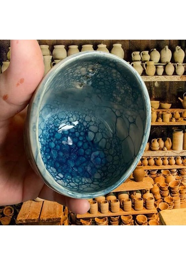 Homyl Seramik Soyucu Kase Farklı Yuvarlak Delik Boyutları Sebze Mavi