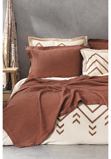 Ecocotton Sara Terra Pike Yatak Örtüsü Kahverengi