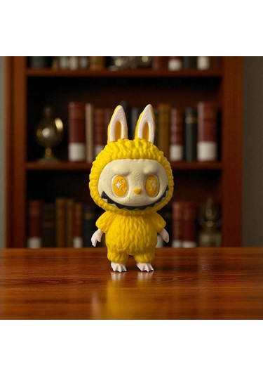 Labubu Figür Koleksiyon Figürü, Sarı Dekoratif Oyuncak