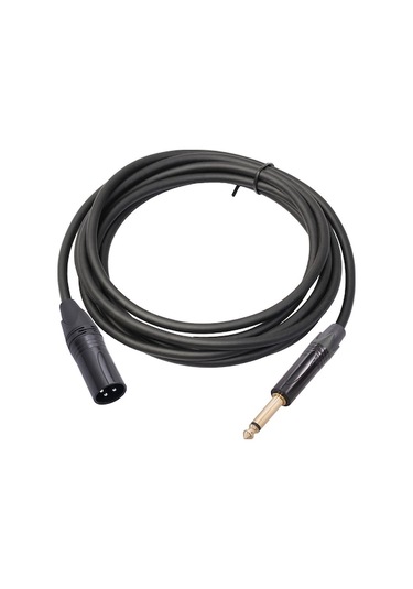Fortunelane 1.8m Zink Alaşımlı Kasa Siyah Ses Kablosu: 6.35mm Trs Erkekden Xlr Mikrofona, Altın Kaplama, Direk Kullanım