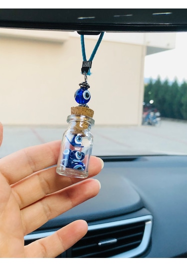 Cam Şişe Araba Süsü, Araba Nazarlık, Cam Aksesuar, Cam Şişe