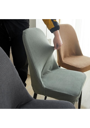 Siyah 1/2/4/6 Adet Jakarlı Kavisli Sandalye Kılıfı Ofis Koltuğu Klozet Kap Makinede Yıkanabilir Toz Geçirmez Koltuk Örtüsü56658407